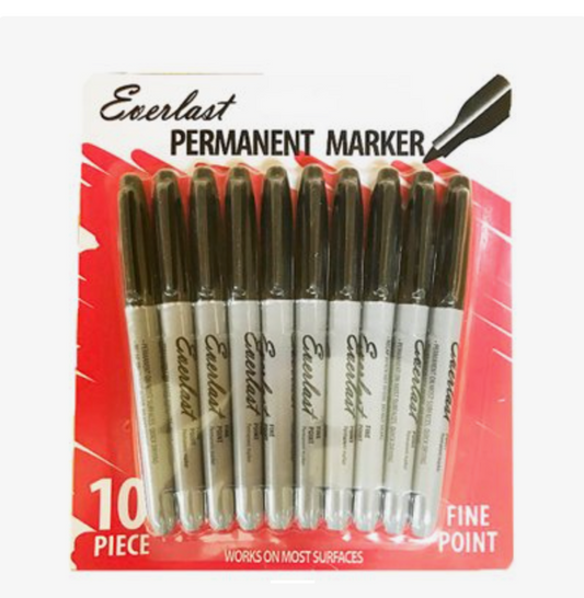 Everlast Permanent Markers Black 10 Pack