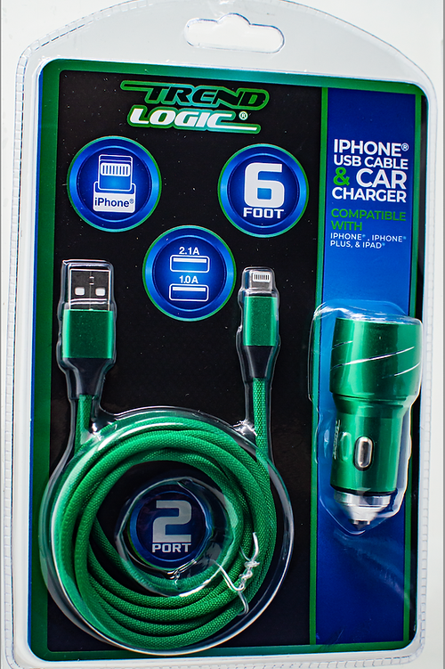 Six Foot iPhone/Lightning Cable + Car Charger