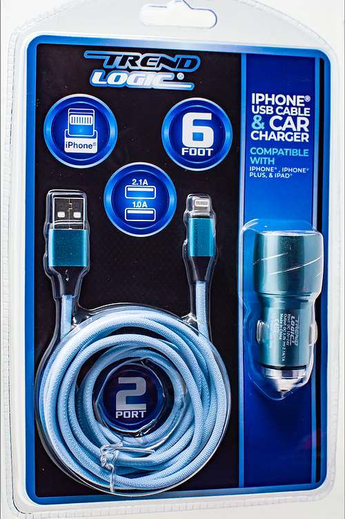 Six Foot iPhone/Lightning Cable + Car Charger