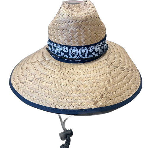 Straw Hat W/ Paisley Print Band