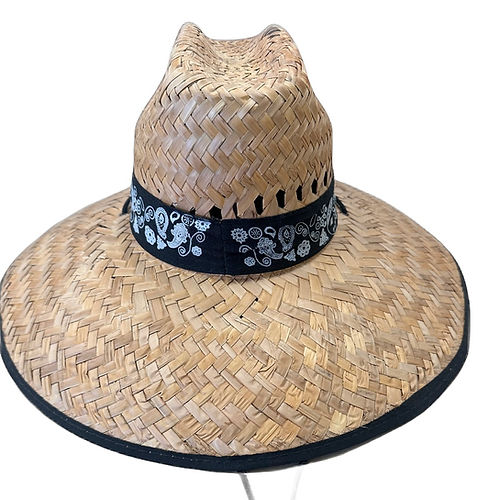 Straw Hat W/ Paisley Print Band