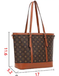 3 In Printed Design  Handle Bag W/ Crossbody and Wallet Set