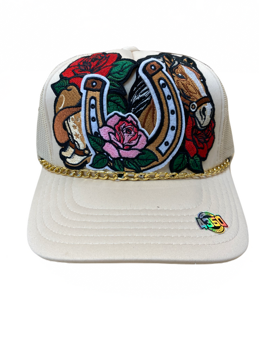 Rodeo Horseshoe and Rose Cap