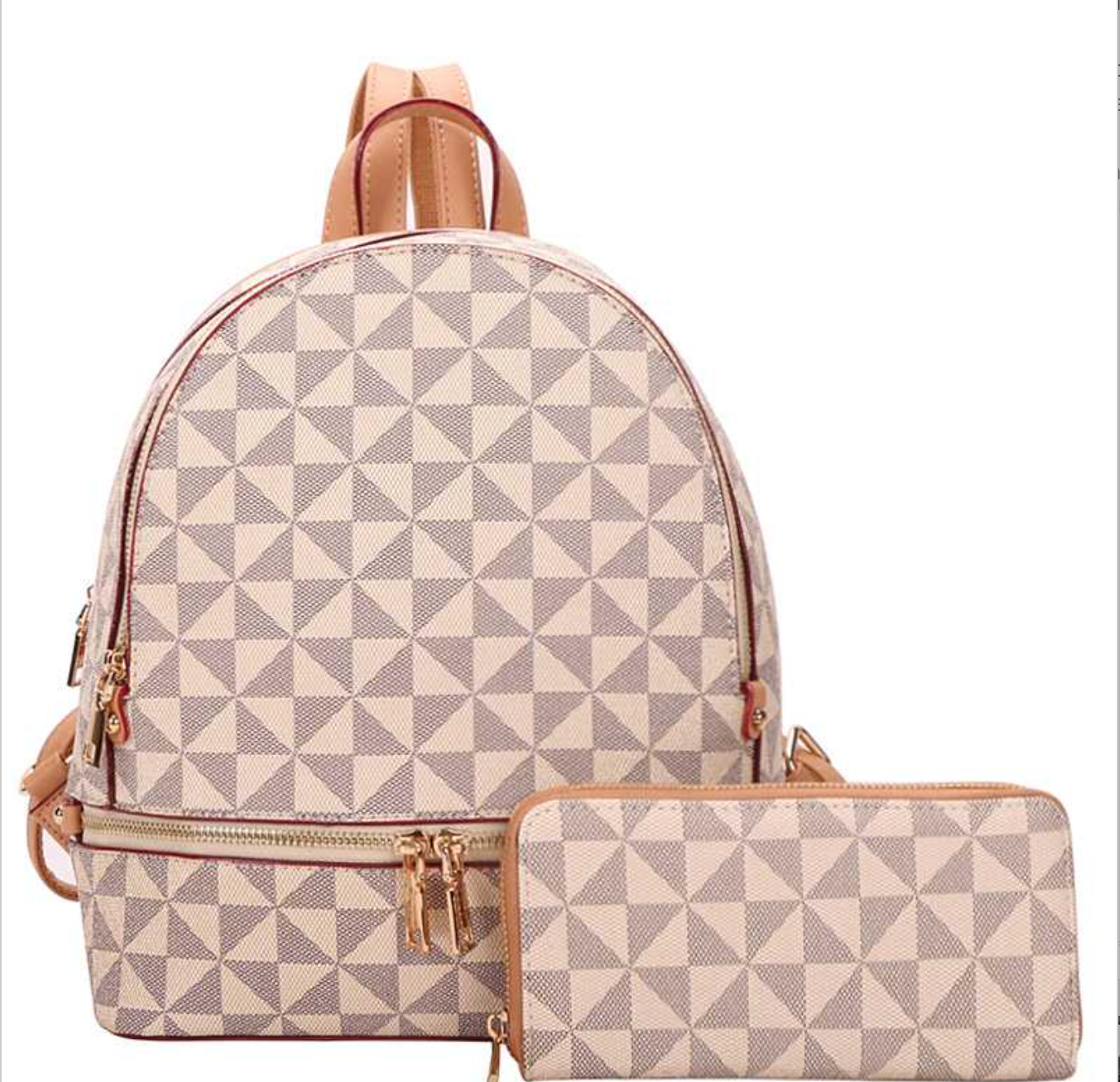 Checkered Backpack and Wallet Set