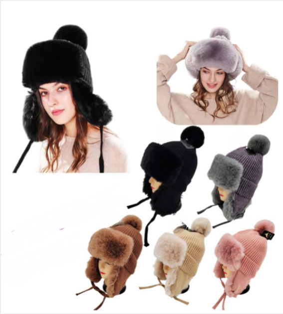 Fur Beanies with Pom (12 Pack)