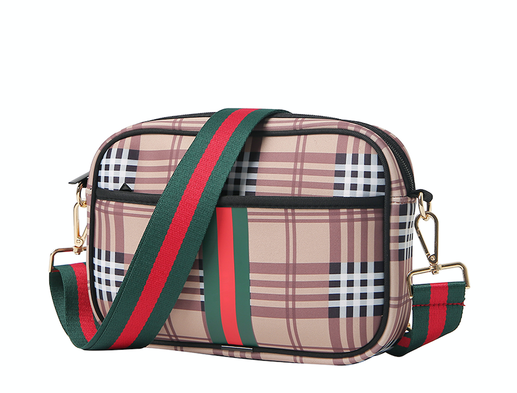 Crossbody Bag W/ Stripes and Adjustable Strap