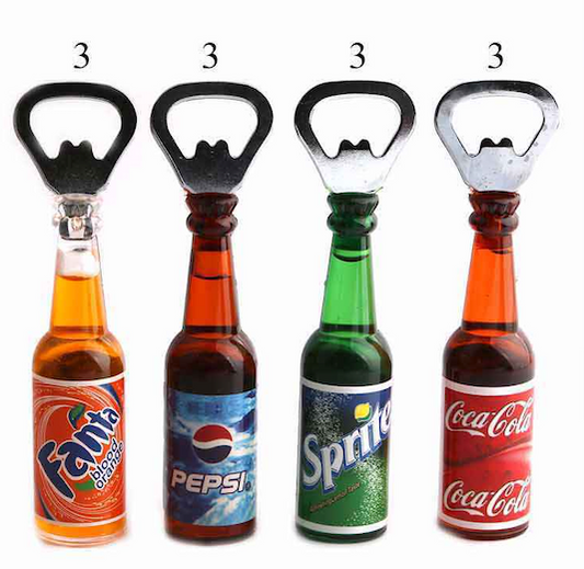 Soda Bottle Openers Magnetic (12 Pack) Assorted