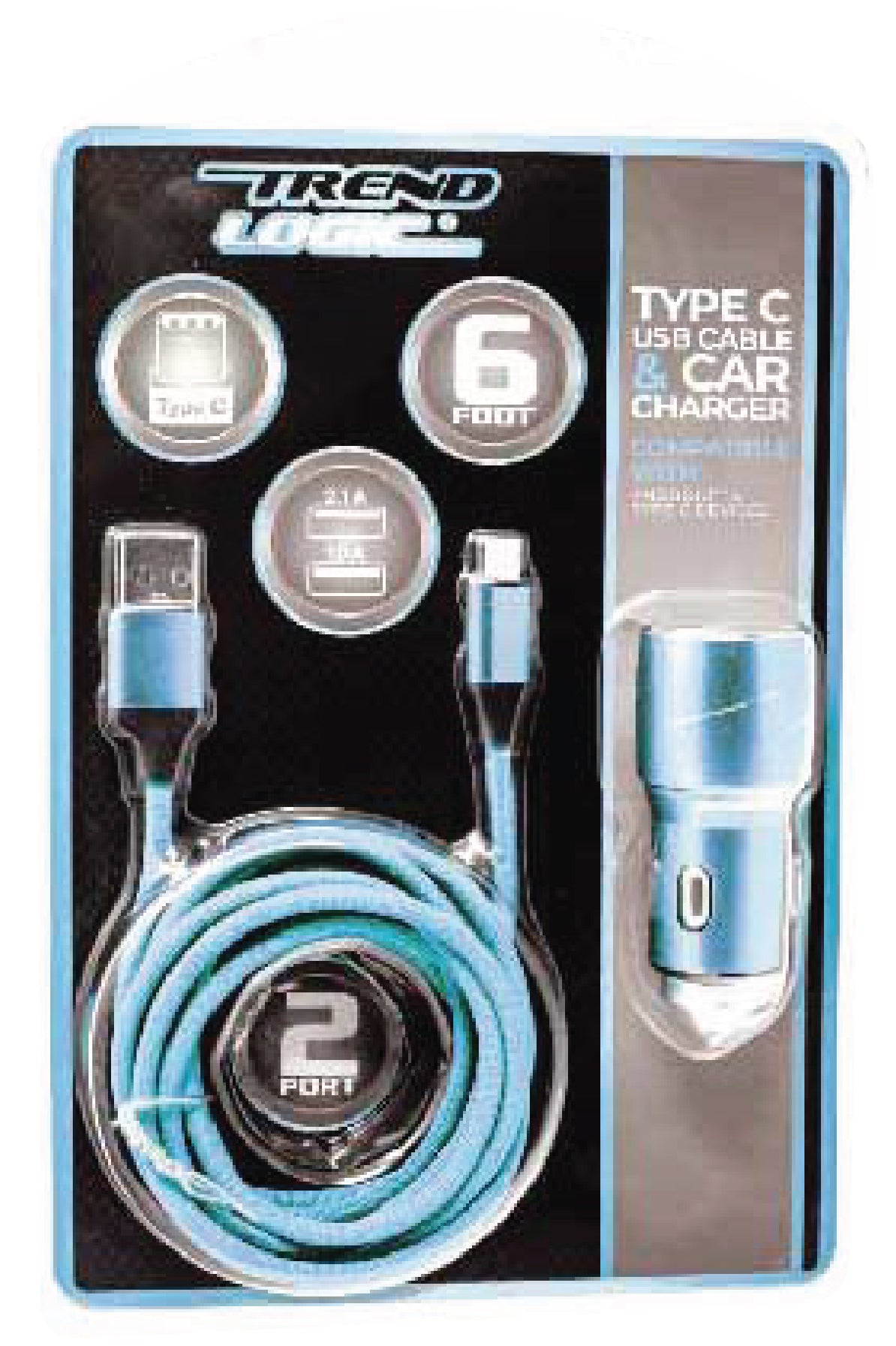 Six Foot Type-C Cable + Car Charger