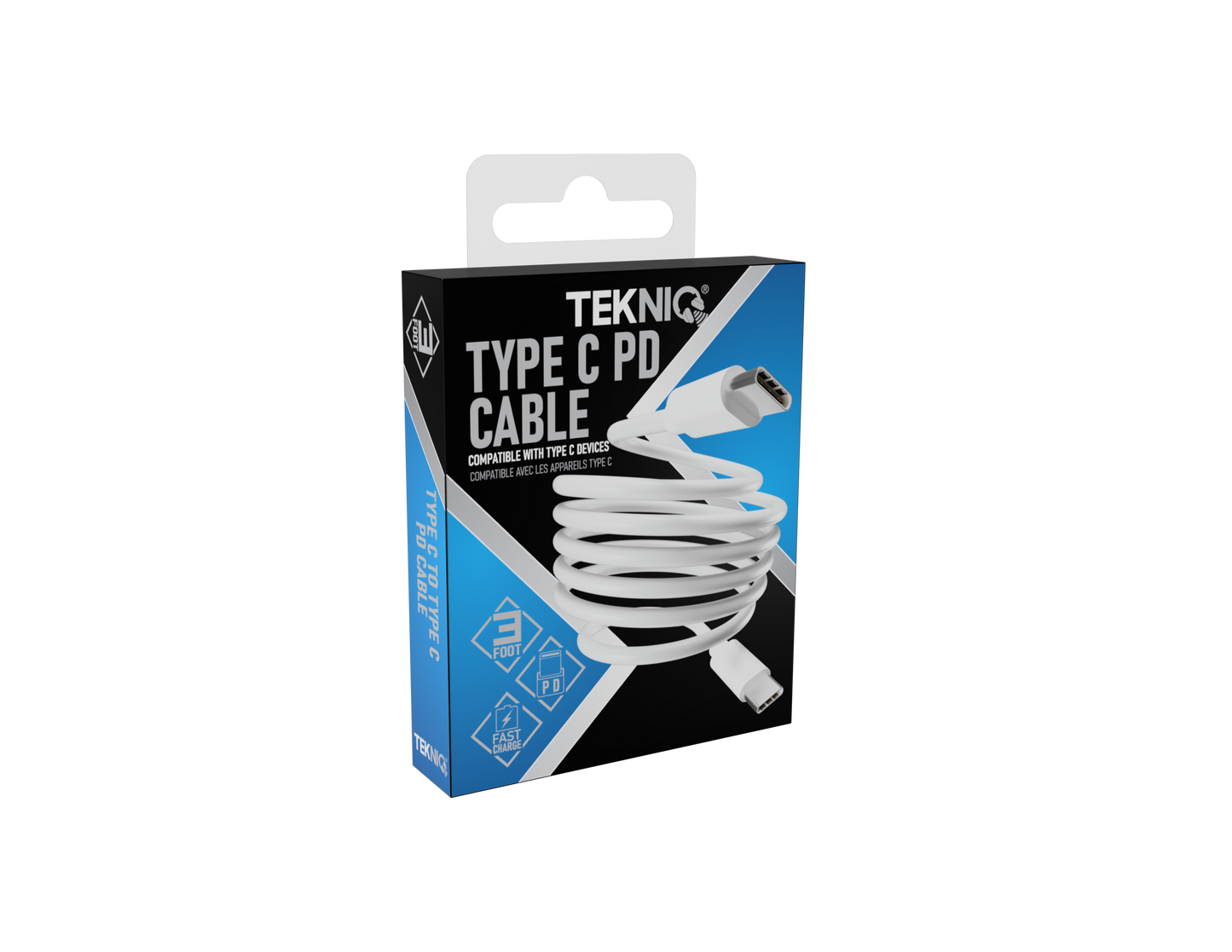 3 Foot Type-C PD cable in (24 Pack Box) (Display Ready)